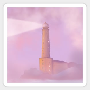 lavender lighthouse in the mist. Sticker